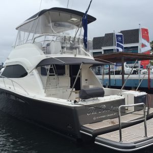 Davco Winch Hydraulic Swim Platform attached to a yacht